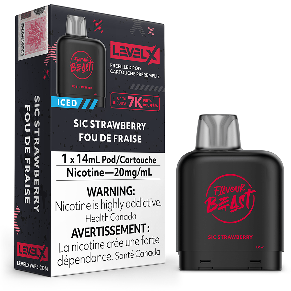 Level X Flavour Beast Pod 14mL - Sic Strawberry Iced Level X Pre-Filled Pod Systems
