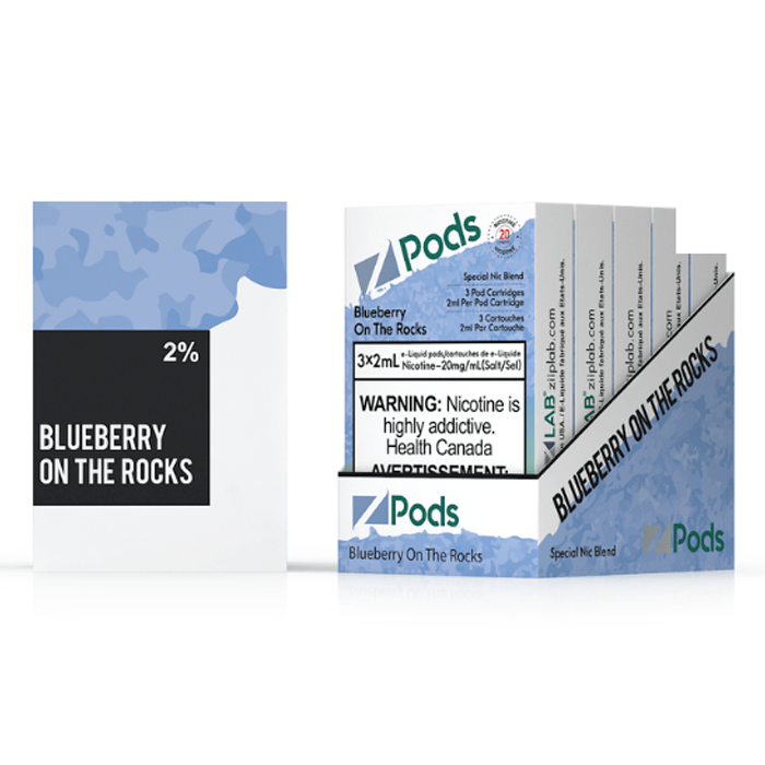 Z-PODS BLUEBERRY ON THE ROCKS Special Nic Blend (3 PACK) (S-Compatible) (Excised) Zpods E Juice 2% (20mg) Special Nic Blend (Feels like 35mg)
