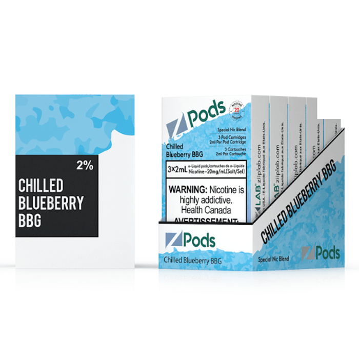 Z-PODS CHILLED BLUEBERRY BBG Special Nic Blend (3 PACK) (S-Compatible) (Excised) Zpods E Juice 2% (20mg) Special Nic Blend (Feels like 35mg)