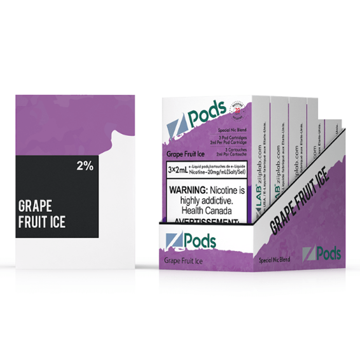 Z-PODS GRAPE FRUIT ICE Special Nic Blend (3 PACK) (S-Compatible) (Excised) Zpods E Juice 2% (20mg) Special Nic Blend (Feels like 35mg)