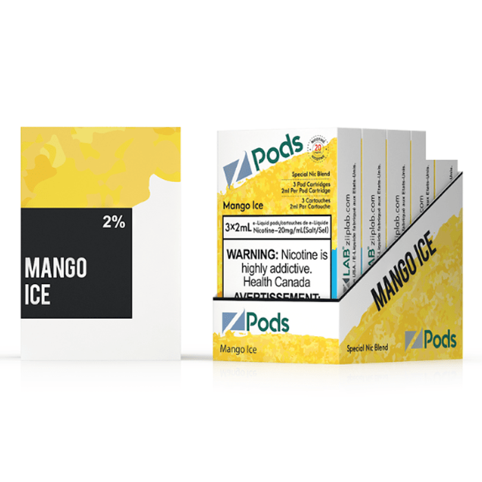 Z-PODS MANGO ICE Special Nic Blend (3 PACK) (S-Compatible) (Excised) Zpods E Juice 2% (20mg) Special Nic Blend (Feels like 35mg)