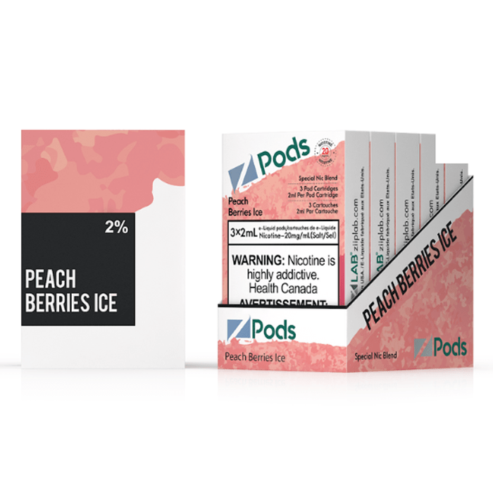 Z-PODS PEACH BERRIES ICE Special Nic Blend (3 PACK) (S-Compatible) (Excised) Zpods E Juice 2% (20mg) Special Nic Blend (Feels like 35mg)