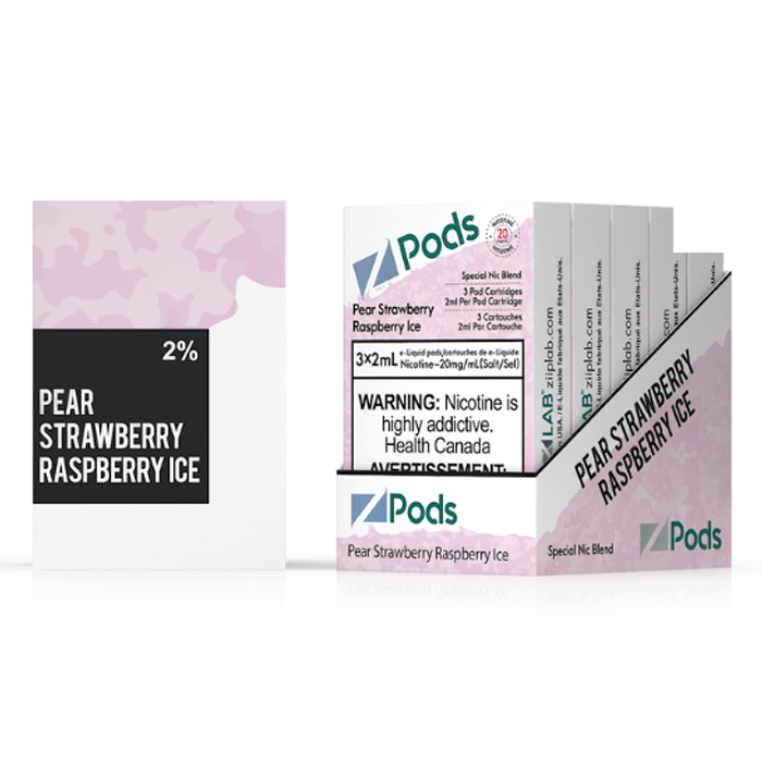 Z-PODS PEAR STRAWBERRY RASPBERRY ICE Special Nic Blend (3 PACK) (S-Compatible) (Excised) Zpods E Juice 2% (20mg) Special Nic Blend (Feels like 35mg)