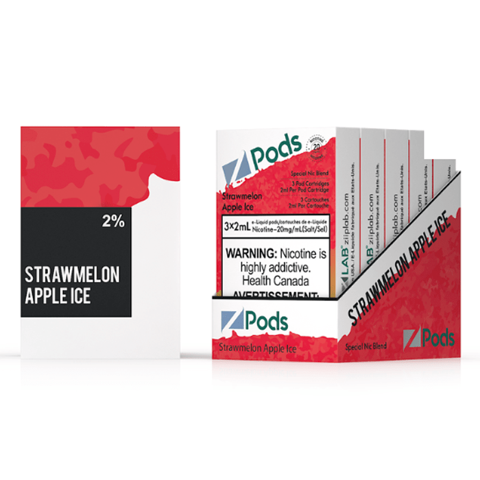 Z-PODS STRAWMELON APPLE ICE Special Nic Blend (3 PACK) (S-Compatible) (Excised) Zpods E Juice 2% (20mg) Special Nic Blend (Feels like 35mg)