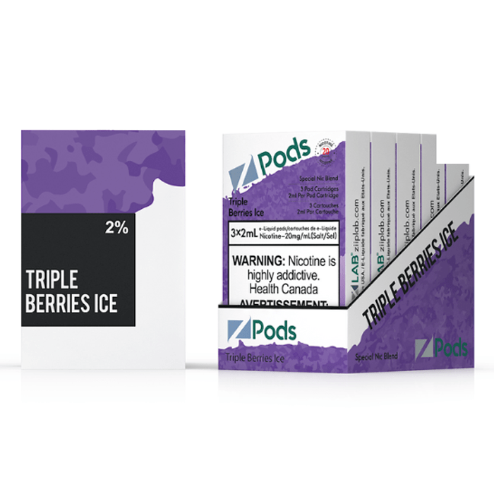 Z-PODS TRIPPLE BERRY ICE Special Nic Blend (3 PACK) (S-Compatible) (Excised) Zpods E Juice 2% (20mg) Special Nic Blend (Feels like 35mg)