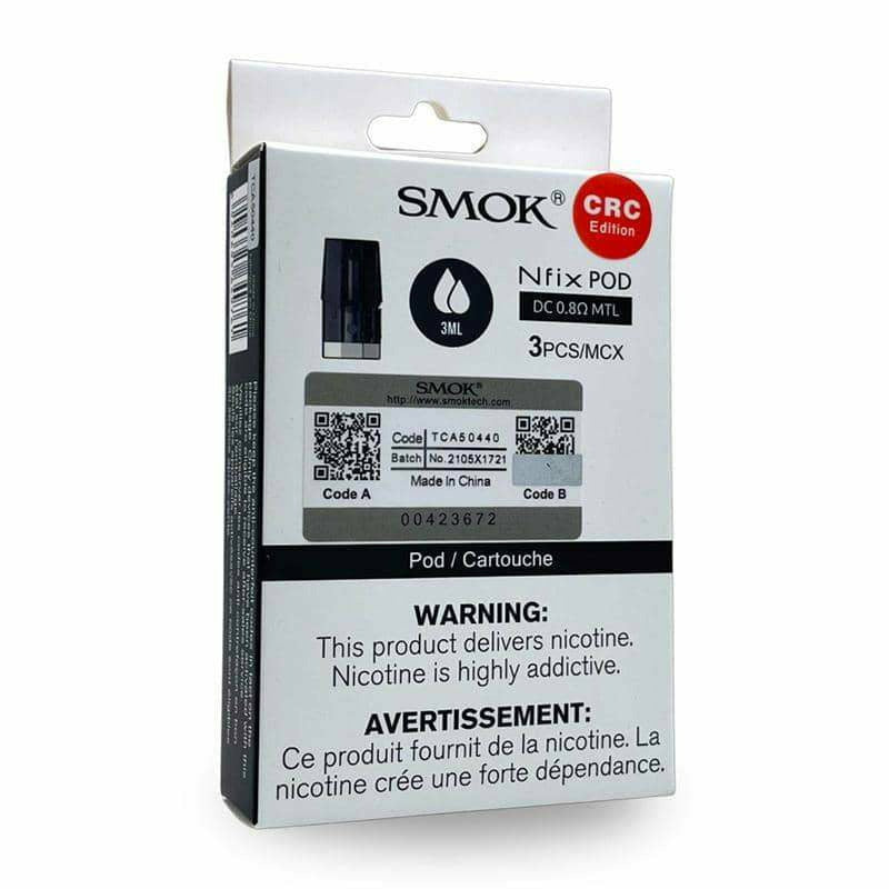 Smok Nfix Replacement Pods CRC Version Smok Coils Smok Nfix DC 0.8ohm MTL Replacement Pods 3/PK [CRC Version]