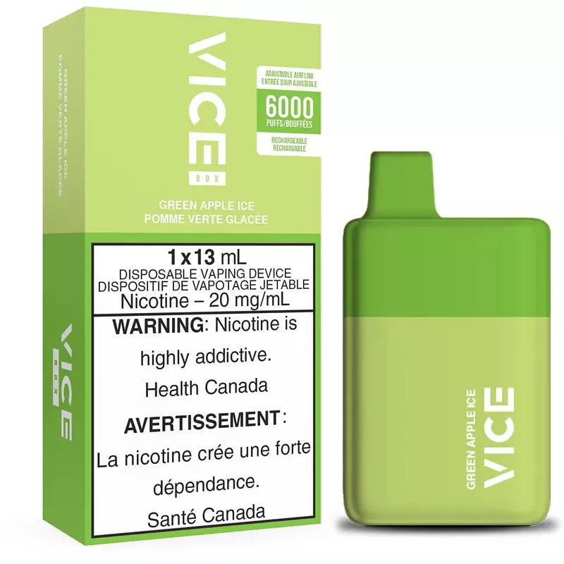 VICE BOX DISPOSABLE - GREEN APPLE ICE Vice Disposable Excised 20mg Salts