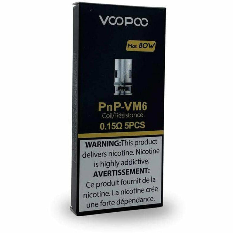 VOOPOO PNP REPLACEMENT COILS 5/PK (COMPATIBLE WITH DRAG X/S, VINCI, AND PNP TANK) Voopoo Coils PNP-VM6 0.15OHM pure e-liquid(nicotine≤10mg) (60-80W)